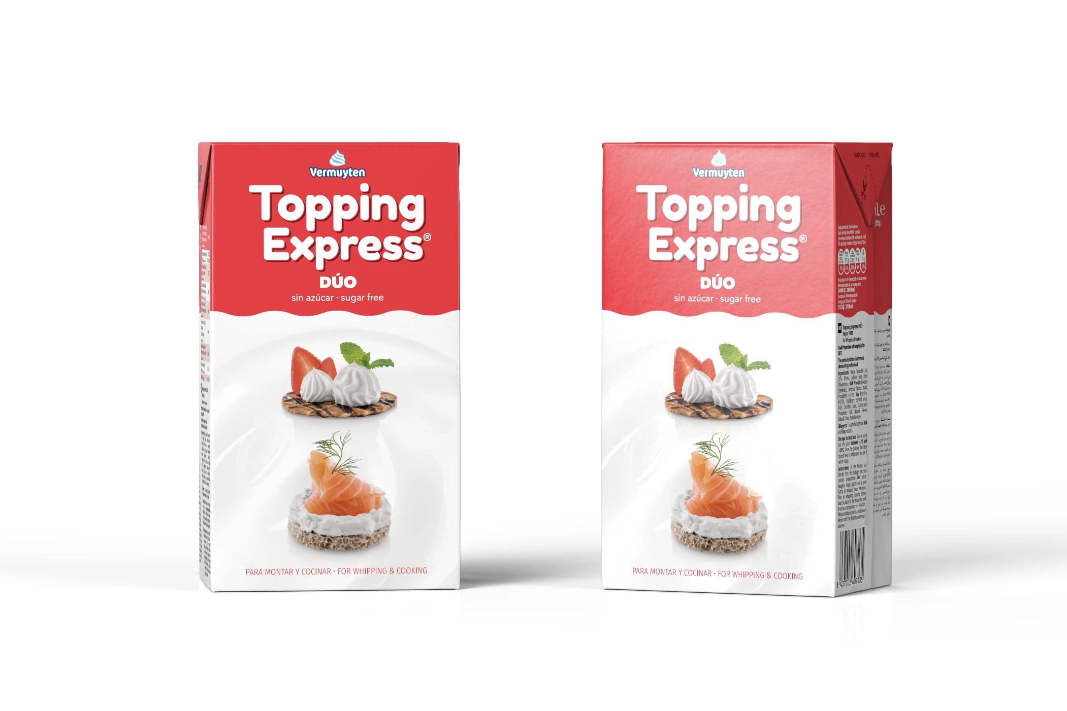 Imagen del envase de Topping Express sin azúcar. Un litro