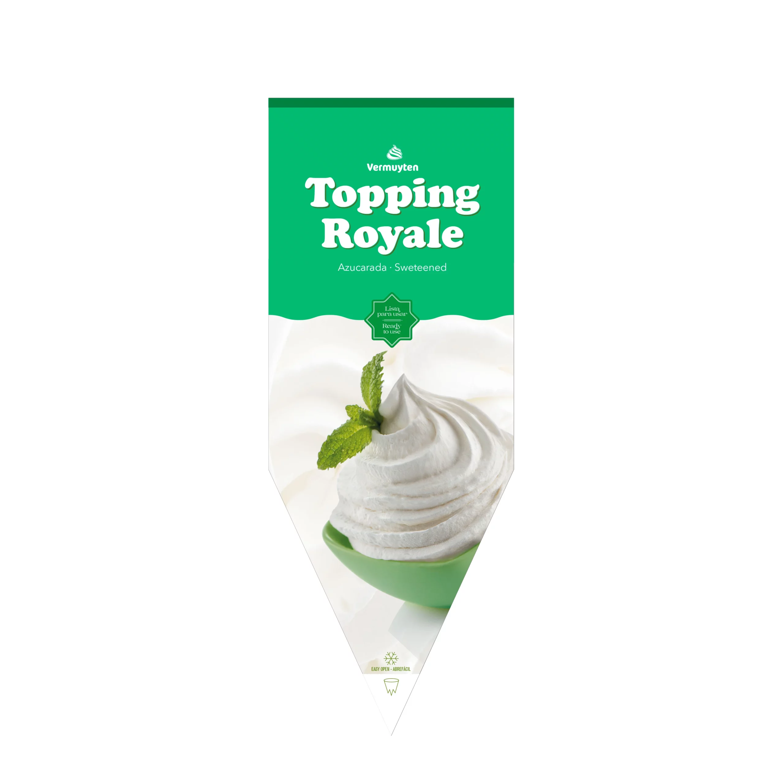 Imagen del envase del producto congelado Topping Royale manga de nata azucarada.