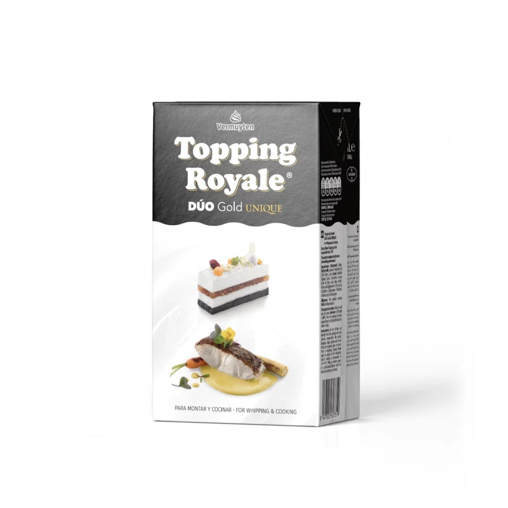 Imagen del envase de Topping Royale Duo Gold Unique. Un litro