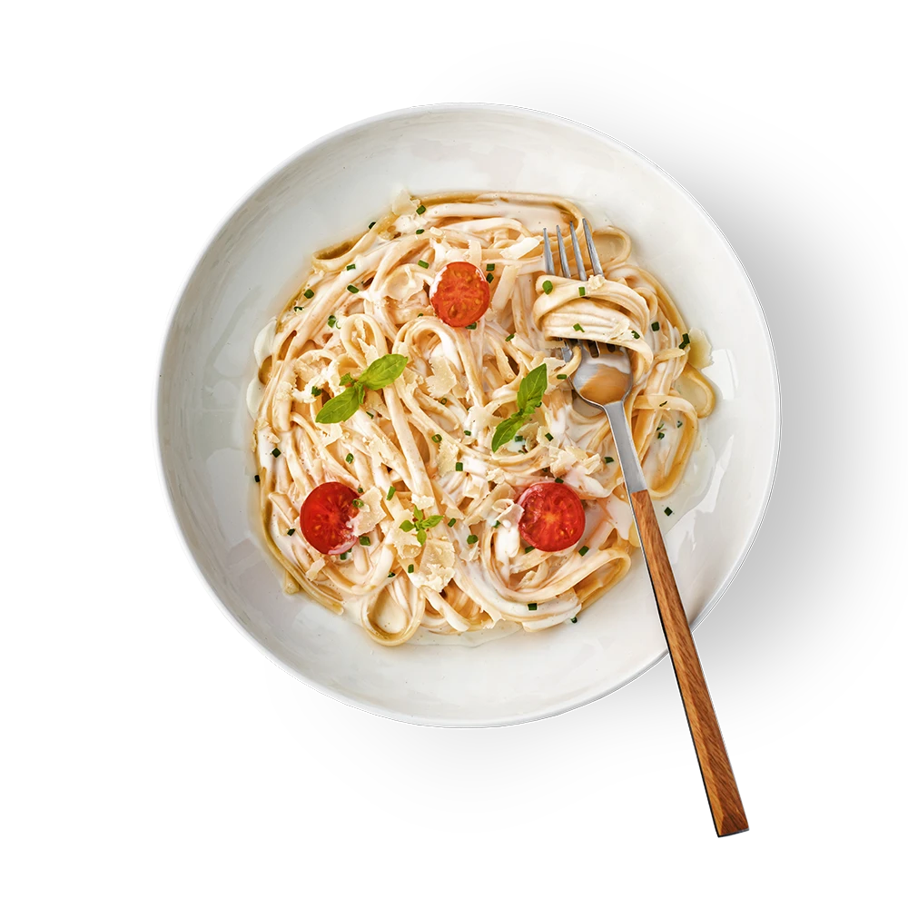 Fotografía de un plato de spaghettis carbonara